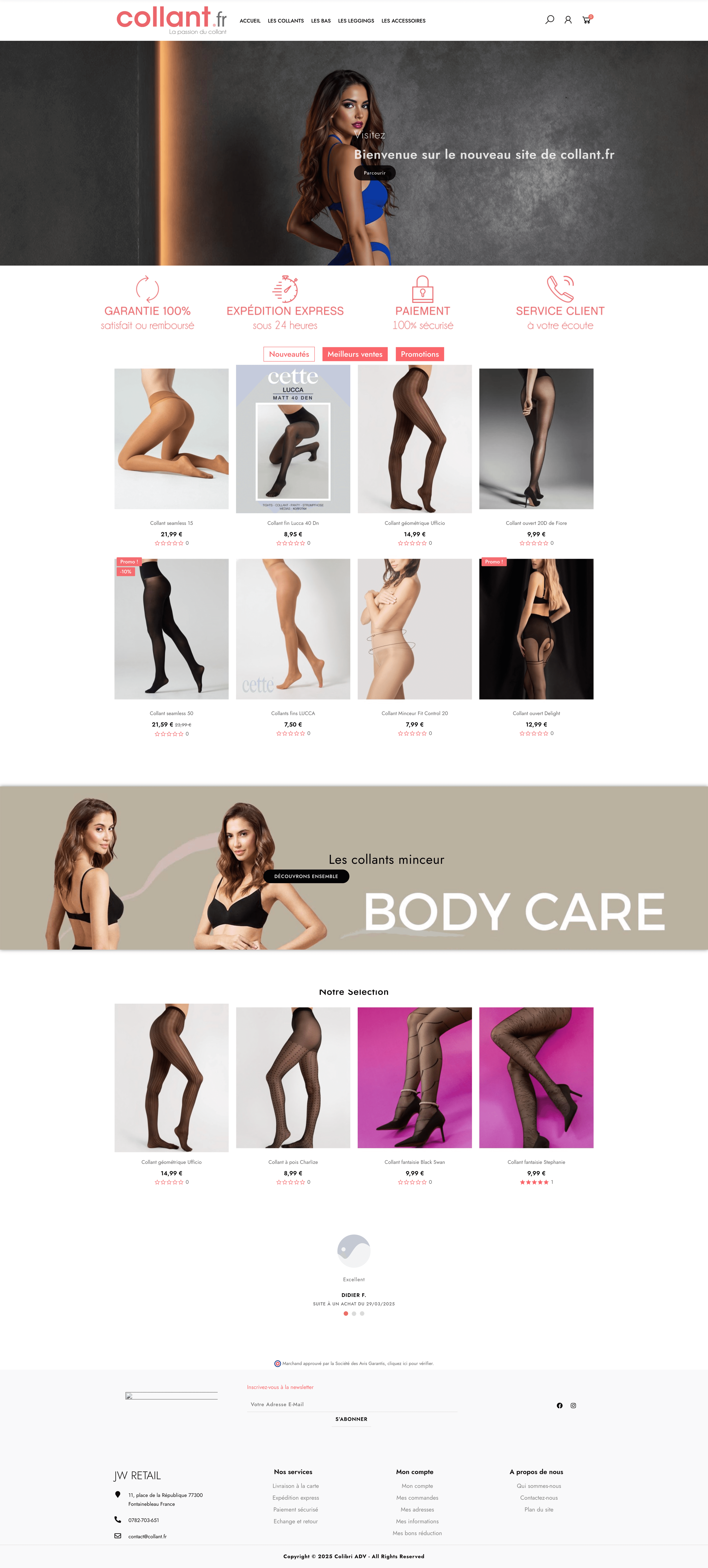 Capture longue de la boutique en ligne Collant.fr